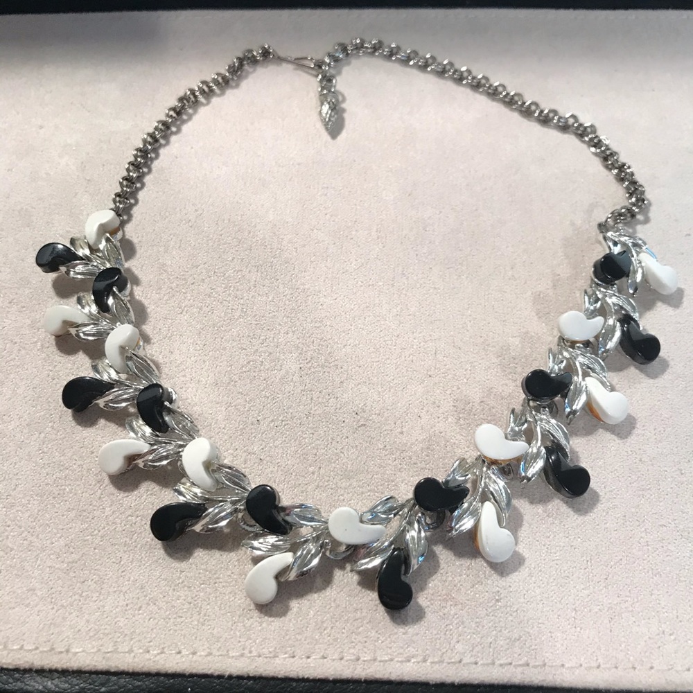 Black & White Enamel Pieces on a Silver Tone Chain